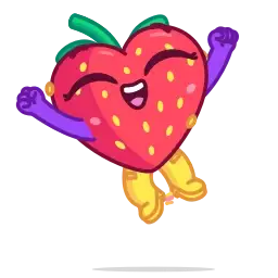 Sweety the strawberry jumping for joy